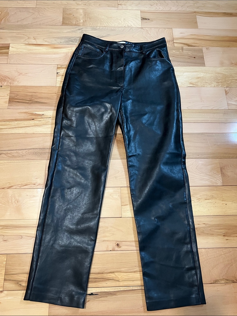 Wilfred Black Straight-Leg Faux Leather Pants